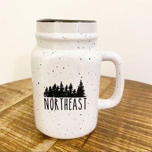 Northeast pine trees mason jar mug